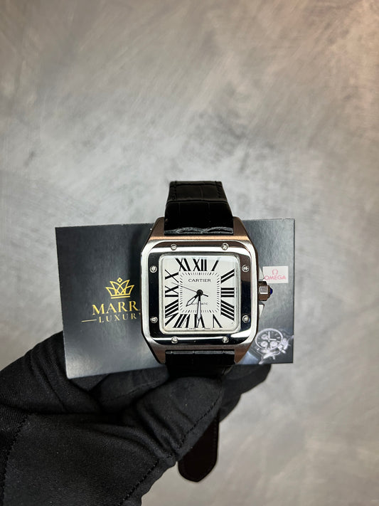 CARTIER SANTOS 40 MM ACCIAIO CON CINTURINO IN PELLE