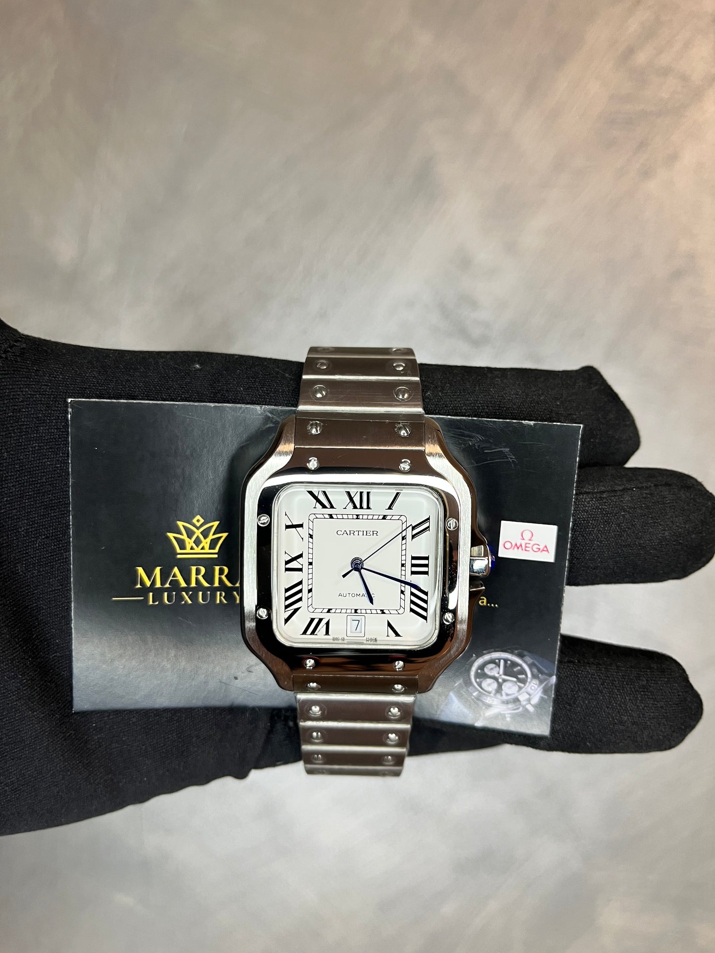 CARTIER SANTOS 40 MM ACCIAIO QUADRANTE BIANCO CON DATA