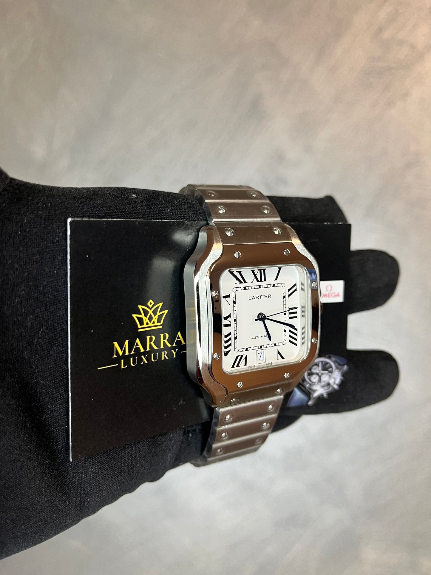 CARTIER SANTOS 40 MM ACCIAIO QUADRANTE BIANCO CON DATA