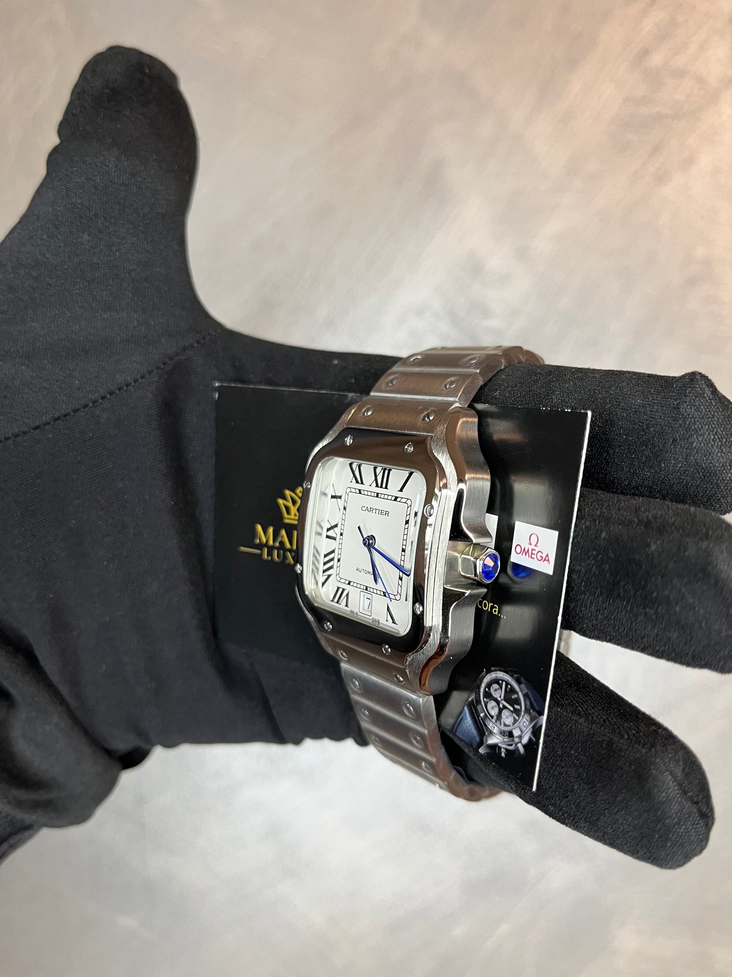 CARTIER SANTOS 40 MM ACCIAIO QUADRANTE BIANCO CON DATA