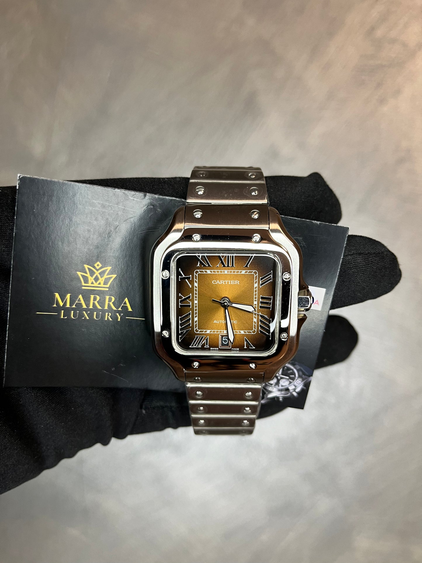 CARTIER SANTOS 40 MM  DATA QUADRANTE CAMMELLO