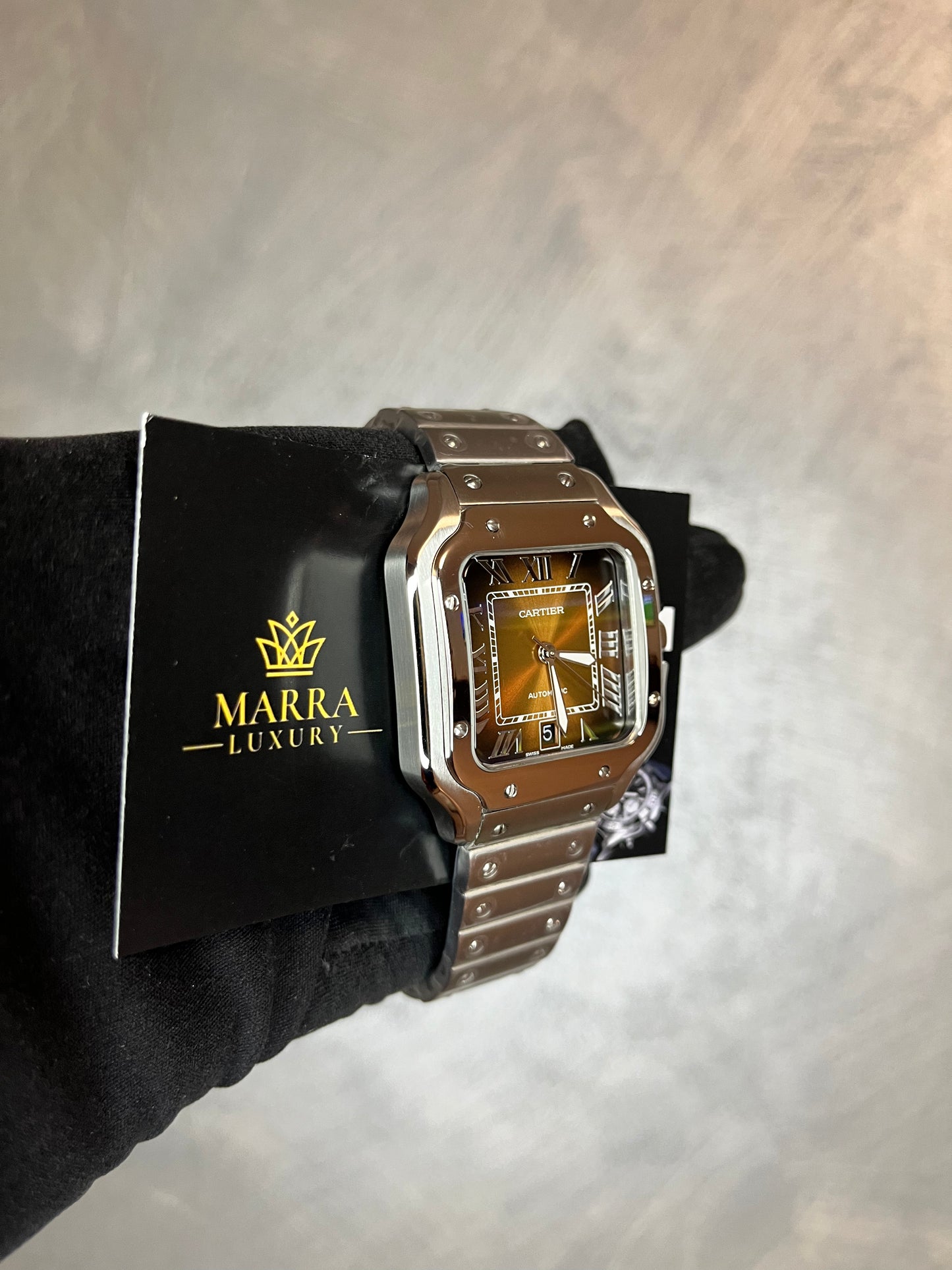 CARTIER SANTOS 40 MM  DATA QUADRANTE CAMMELLO