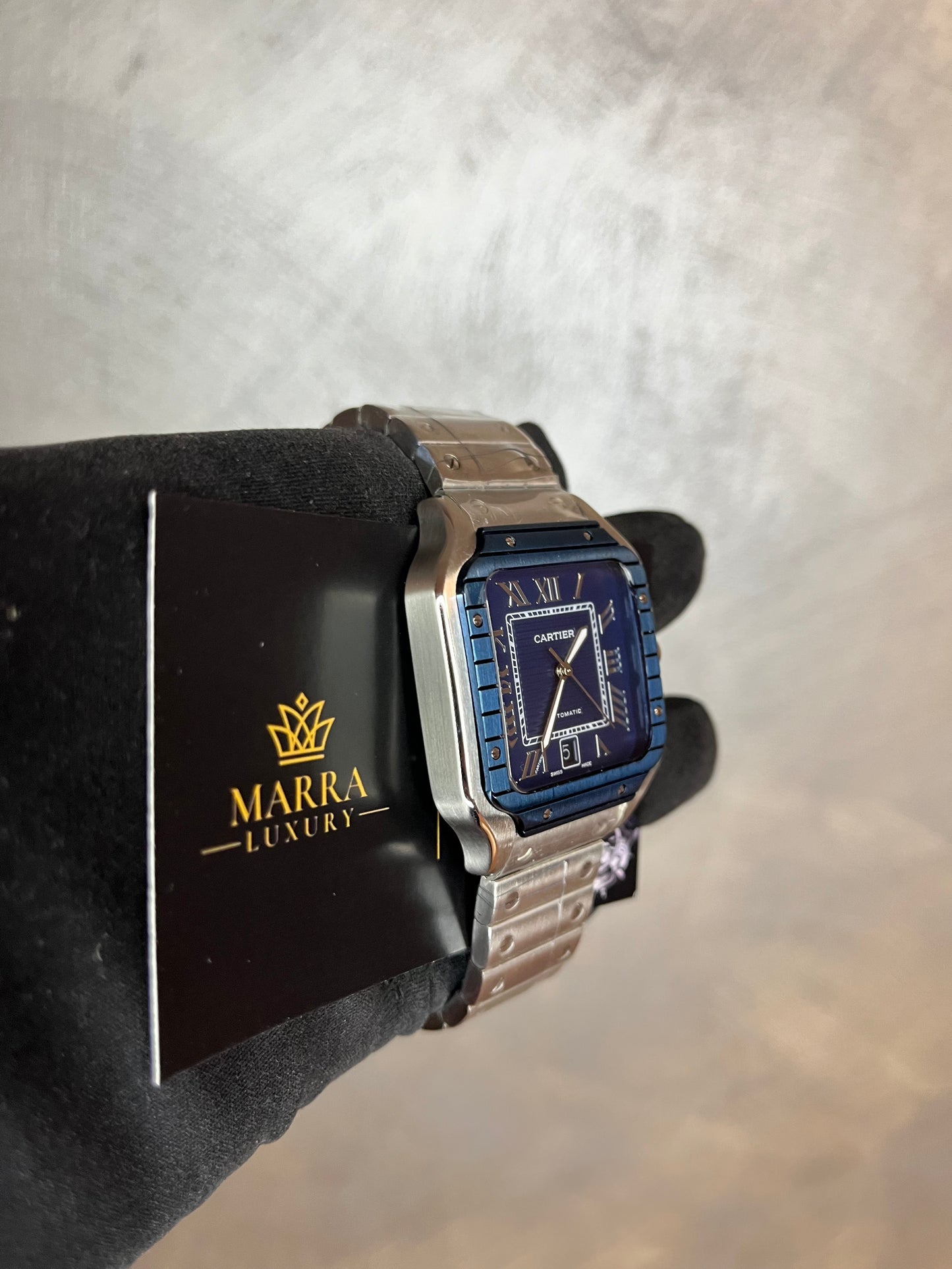 CARTIER SANTOS 40 MM DATA ACCIAIO QUADRANTE E GHIERA BLU