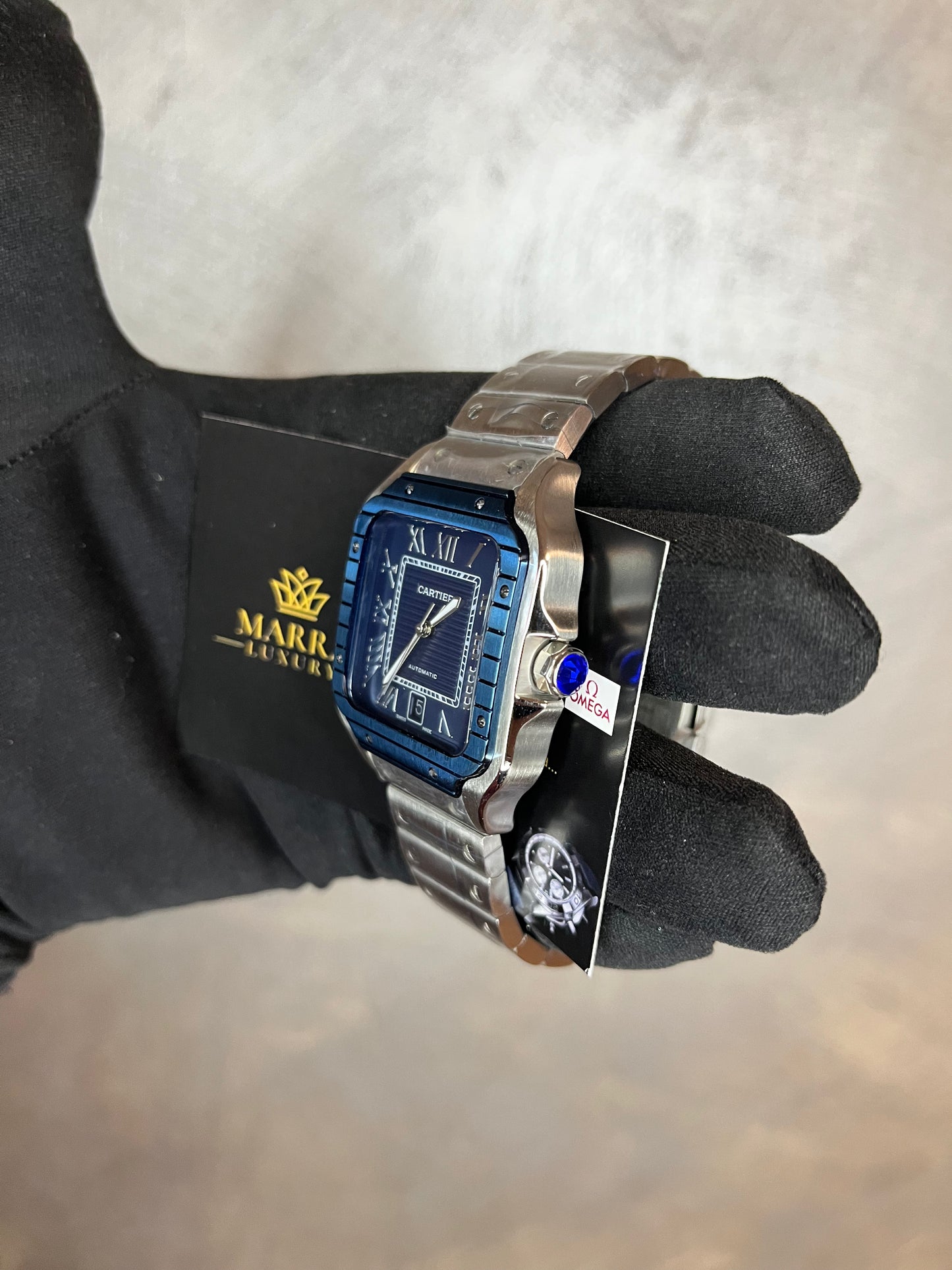 CARTIER SANTOS 40 MM DATA ACCIAIO QUADRANTE E GHIERA BLU