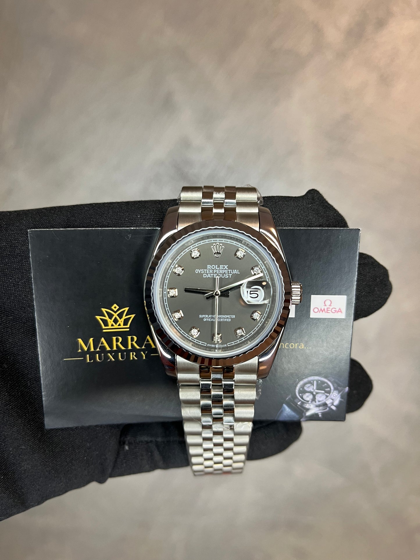 ROLEX DATEJUST JUBILEE QUADRANTE GRIGIO CON BRILLANTINI