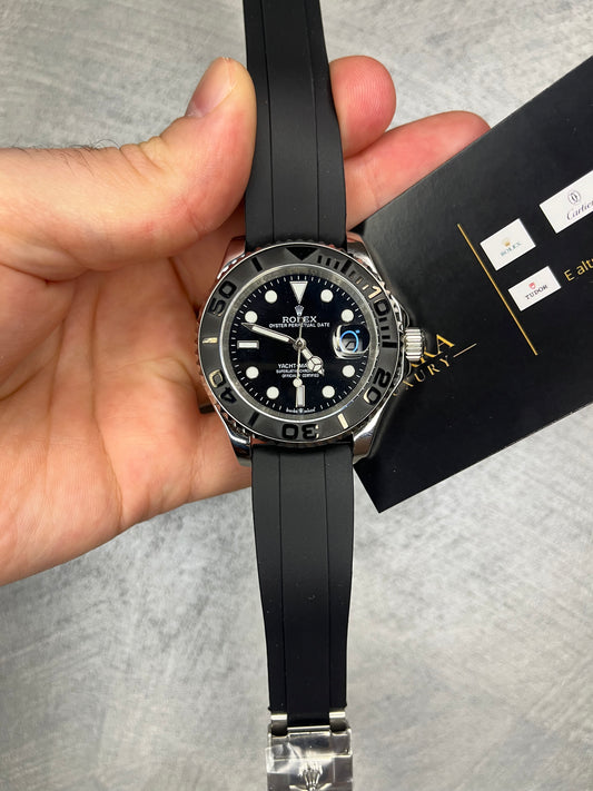 ROLEX YACHTMASTER ACCIAIO QUADRANTE NERO OYSTERFLEX