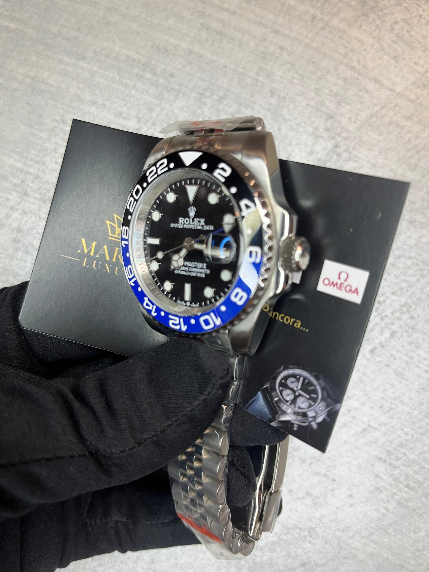 ROLEX GMT MASTER JUBILEE BATMAN BLU E NERO