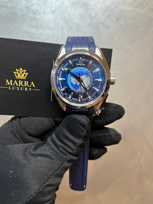 OMEGA SEAMASTER ACQUATERRA PLANET CASSA ACCIAIO CINTURINO BLU CAUCCIÙ