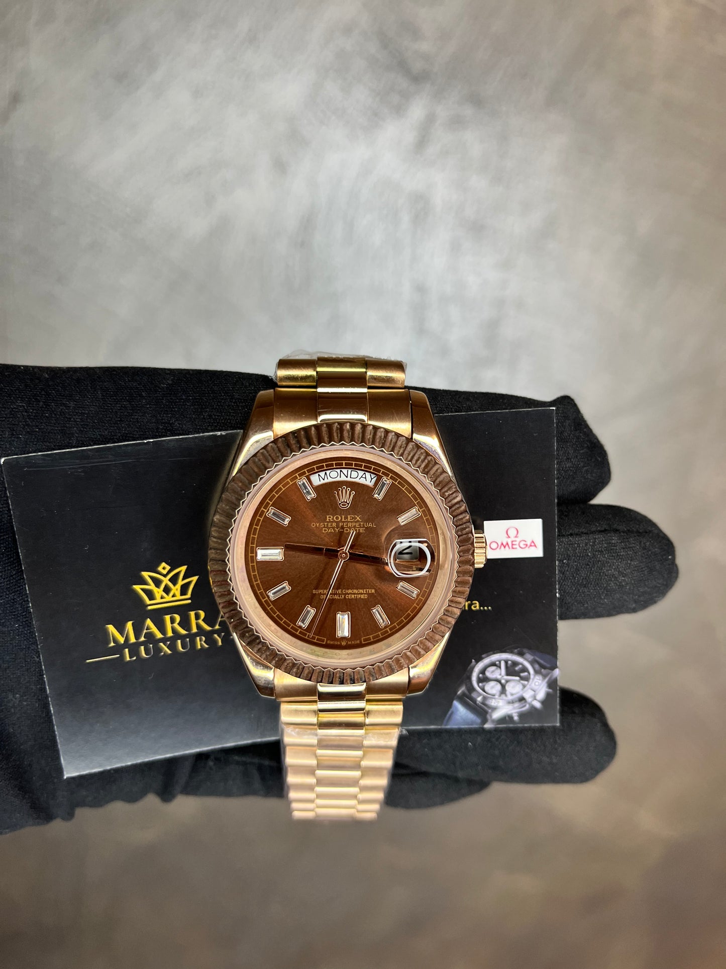 ROLEX DAYDATE PRESIDENT ORO ROSA QUADRANTE CHOCOLAT
