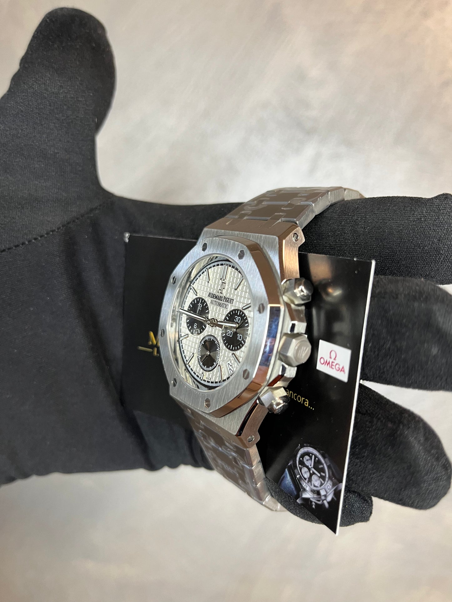 AUDEMARS PIGUET ROYAL OAK CHRONO ACCIAIO QUADRANTE BIANCO CON CONTATORI NERI