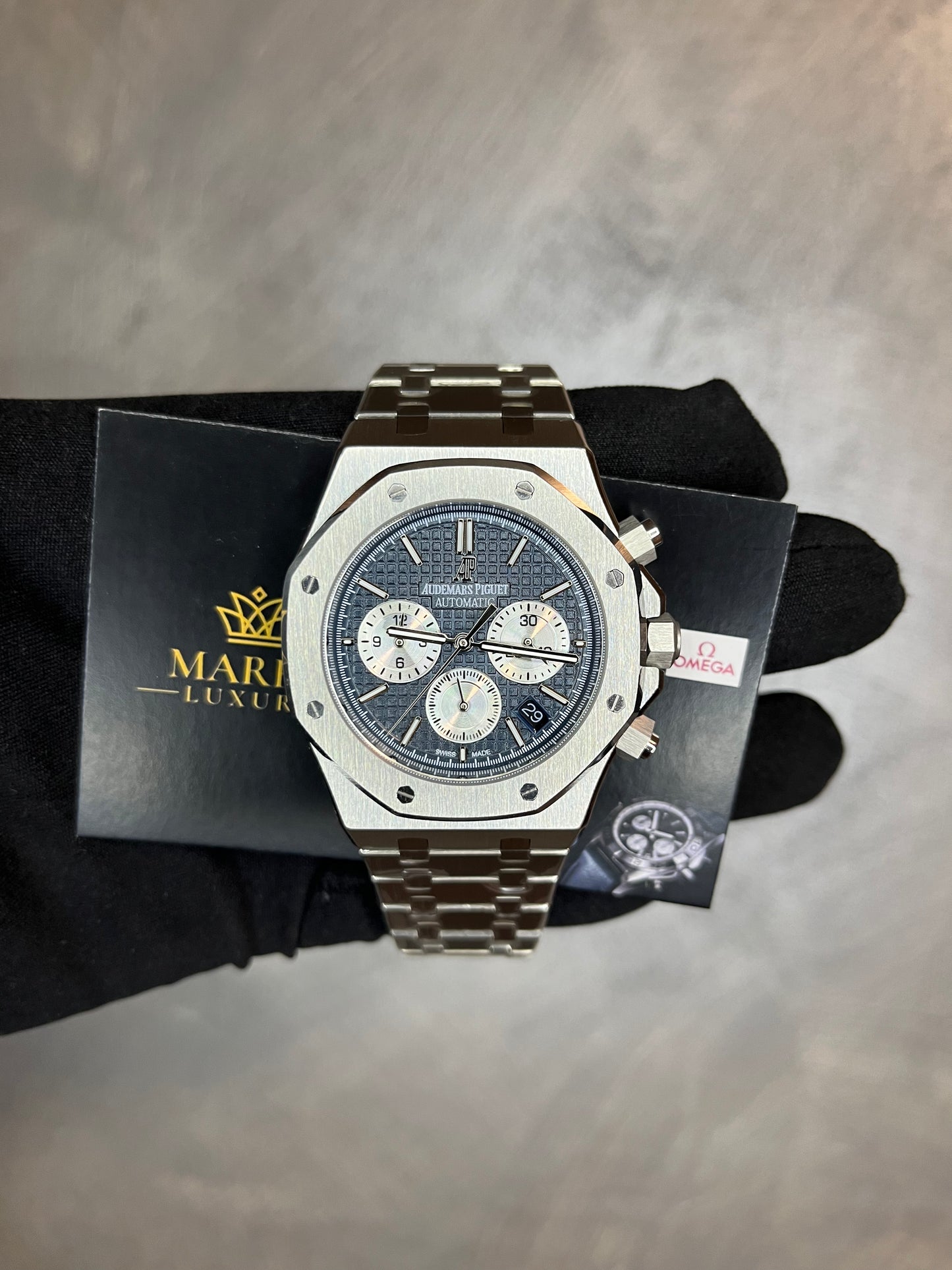 AUDEMARS PIGUET ROYAL OAK CHRONO ACCIAIO QUADRANTE BLU CON CONTATORI GRIGIO