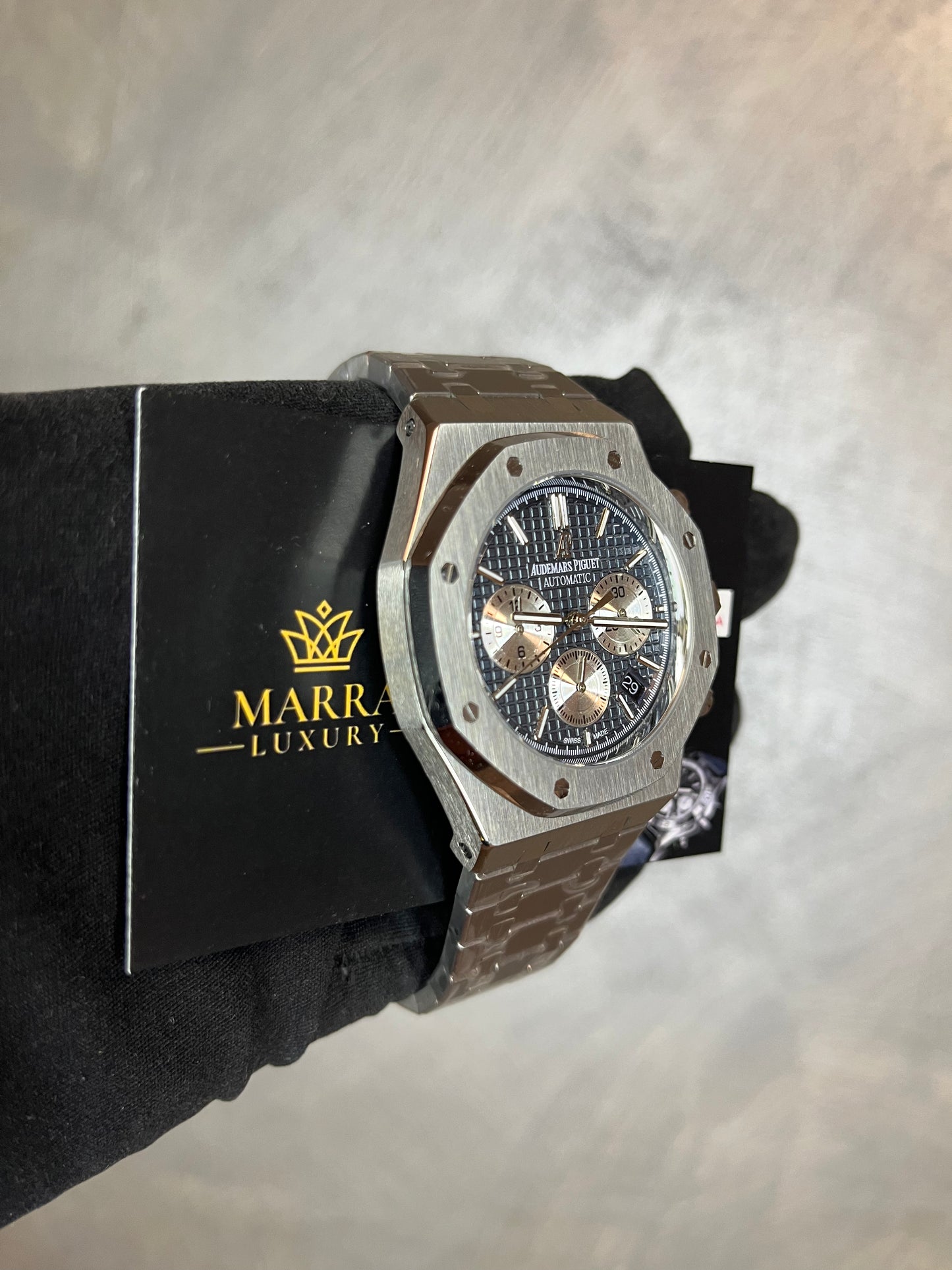 AUDEMARS PIGUET ROYAL OAK CHRONO ACCIAIO QUADRANTE BLU CON CONTATORI GRIGIO