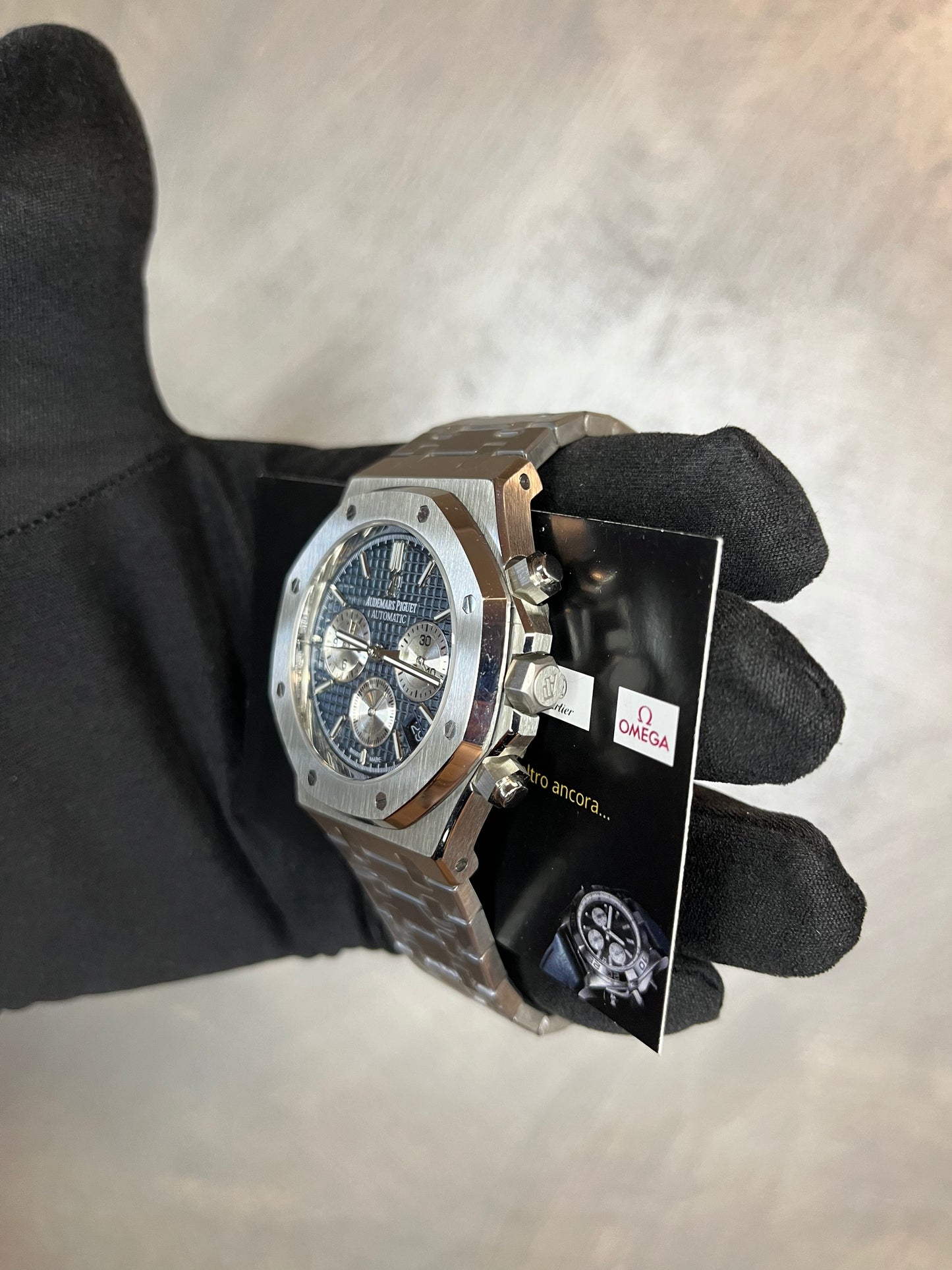 AUDEMARS PIGUET ROYAL OAK CHRONO ACCIAIO QUADRANTE BLU CON CONTATORI GRIGIO