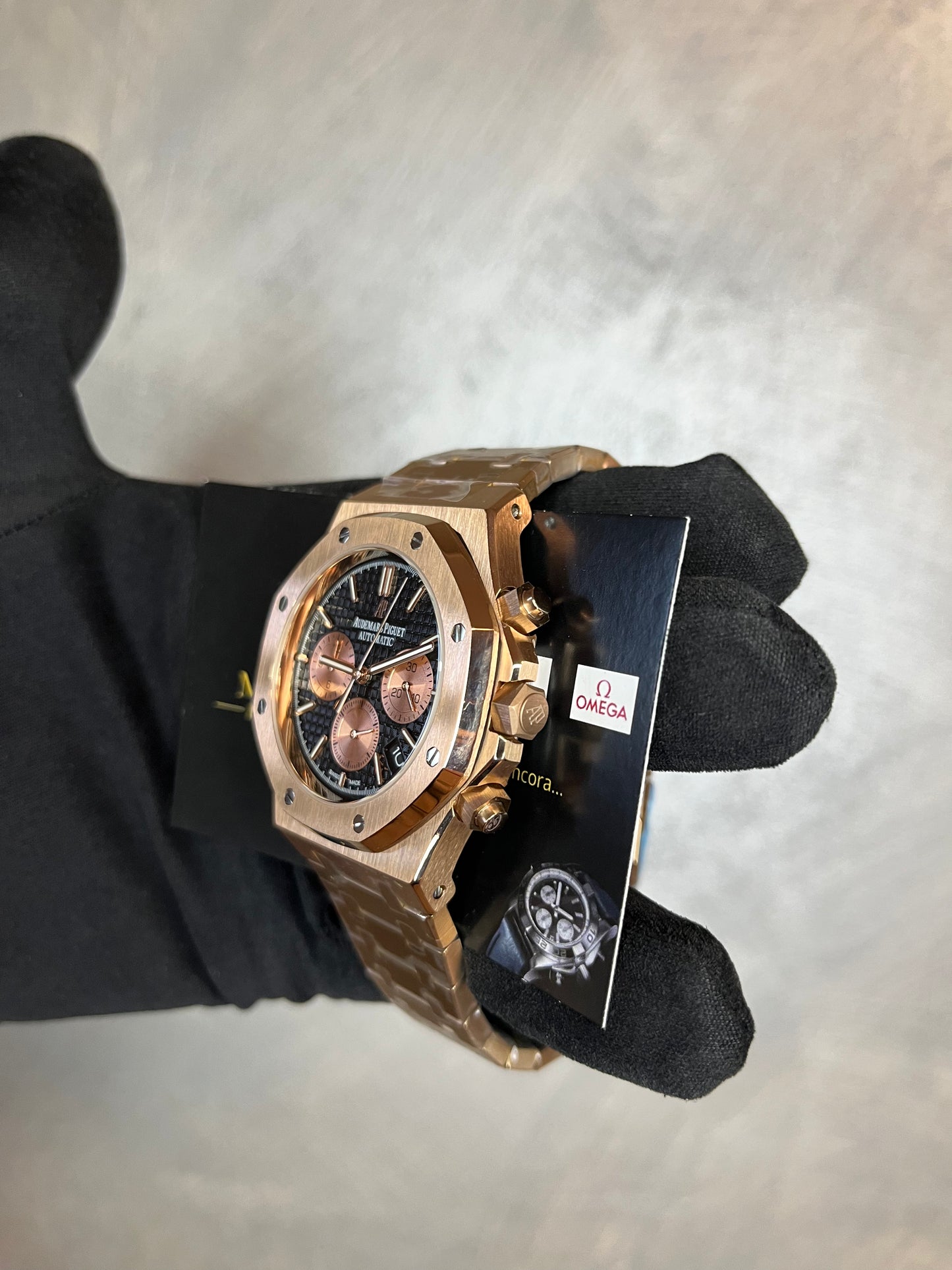 AUDEMARS PIGUET ROYAL OAK CHRONO ORO ROSA QUADRANTE NERO CON CONTATORI ORO