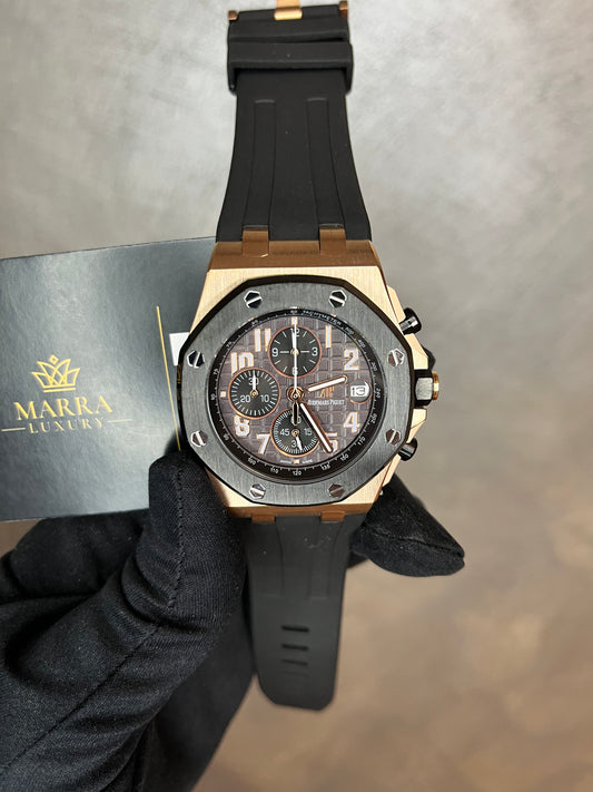 AUDEMARS PIGUET ROYAL OAK OFFSHORE CHRONO CASSA ORO CINTURINO IN GOMMA