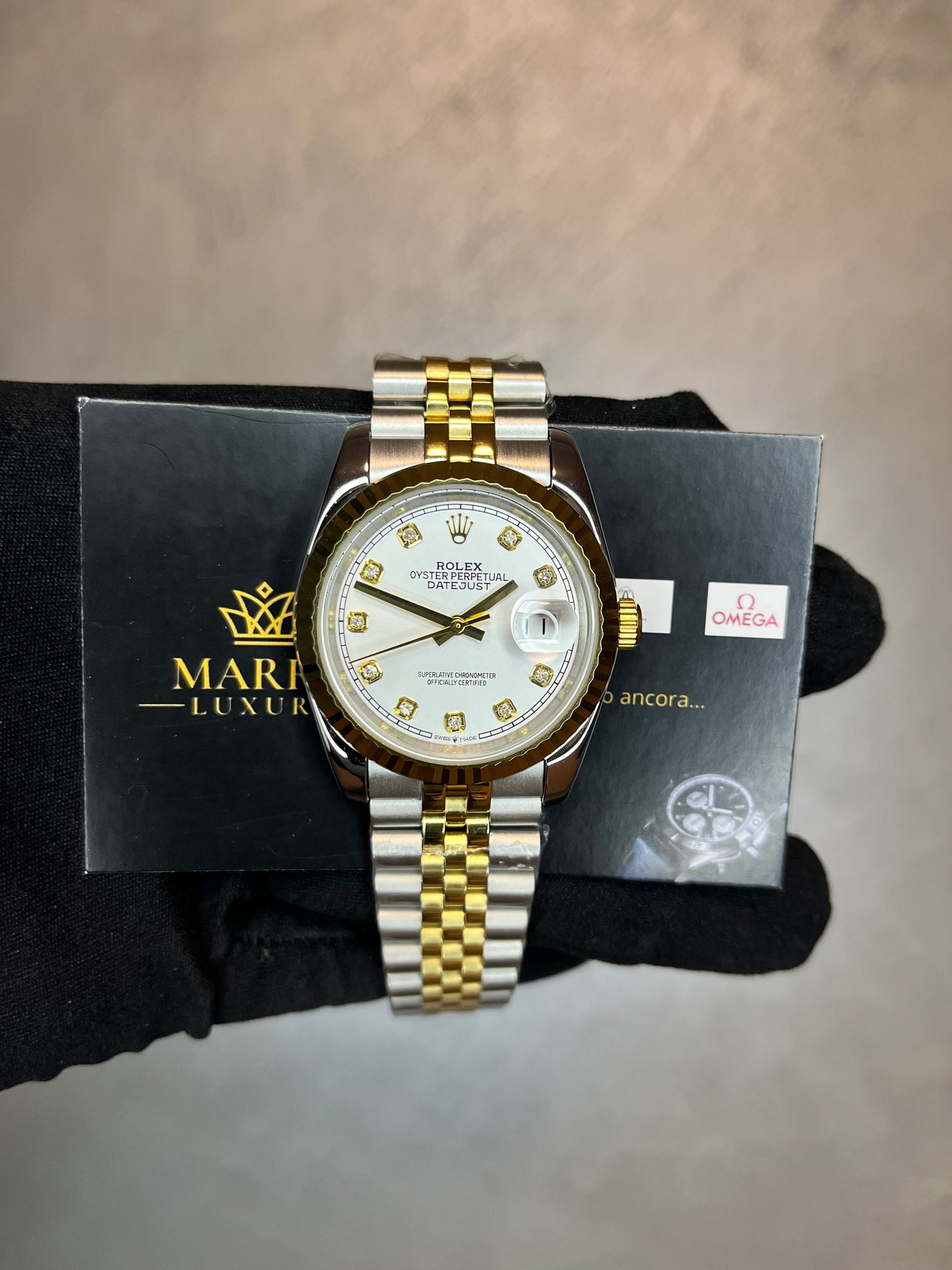 ROLEX DATEJUST JUBILEE QUADRANTE  CHAMPAGNE ACCIAIO E ORO CON BRILLANTINI