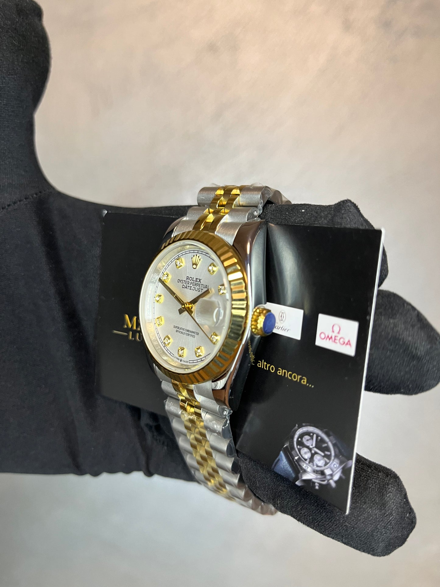ROLEX DATEJUST JUBILEE QUADRANTE  CHAMPAGNE ACCIAIO E ORO CON BRILLANTINI