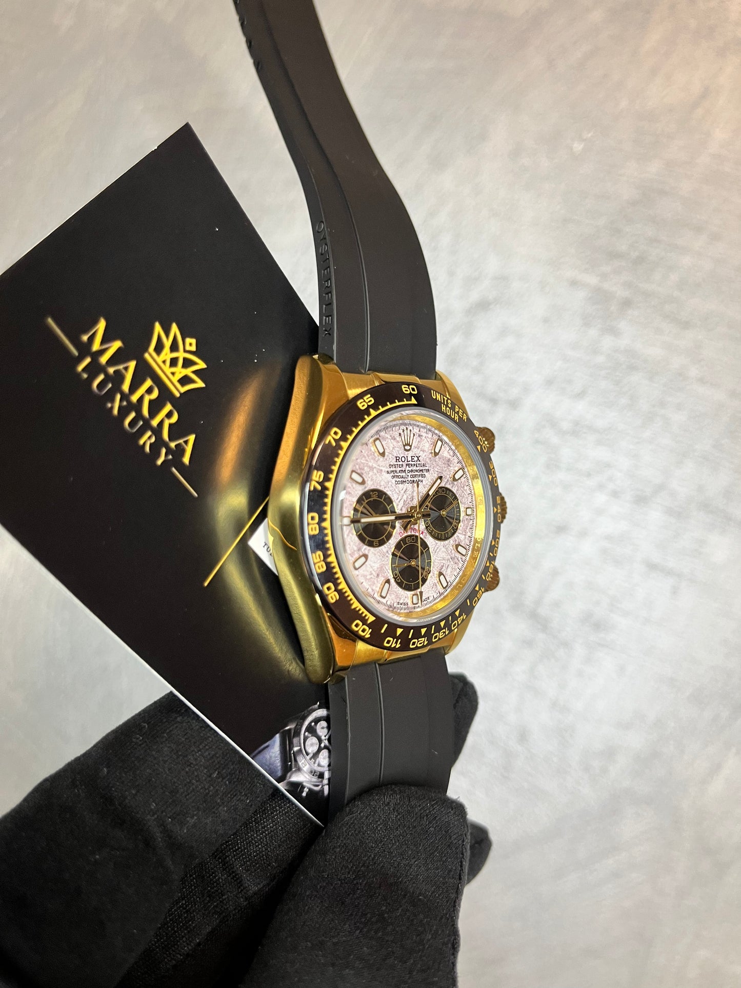 ROLEX DAYTONA OYSTERFLEX CASSA ORO QUADRANTE METEORITE
