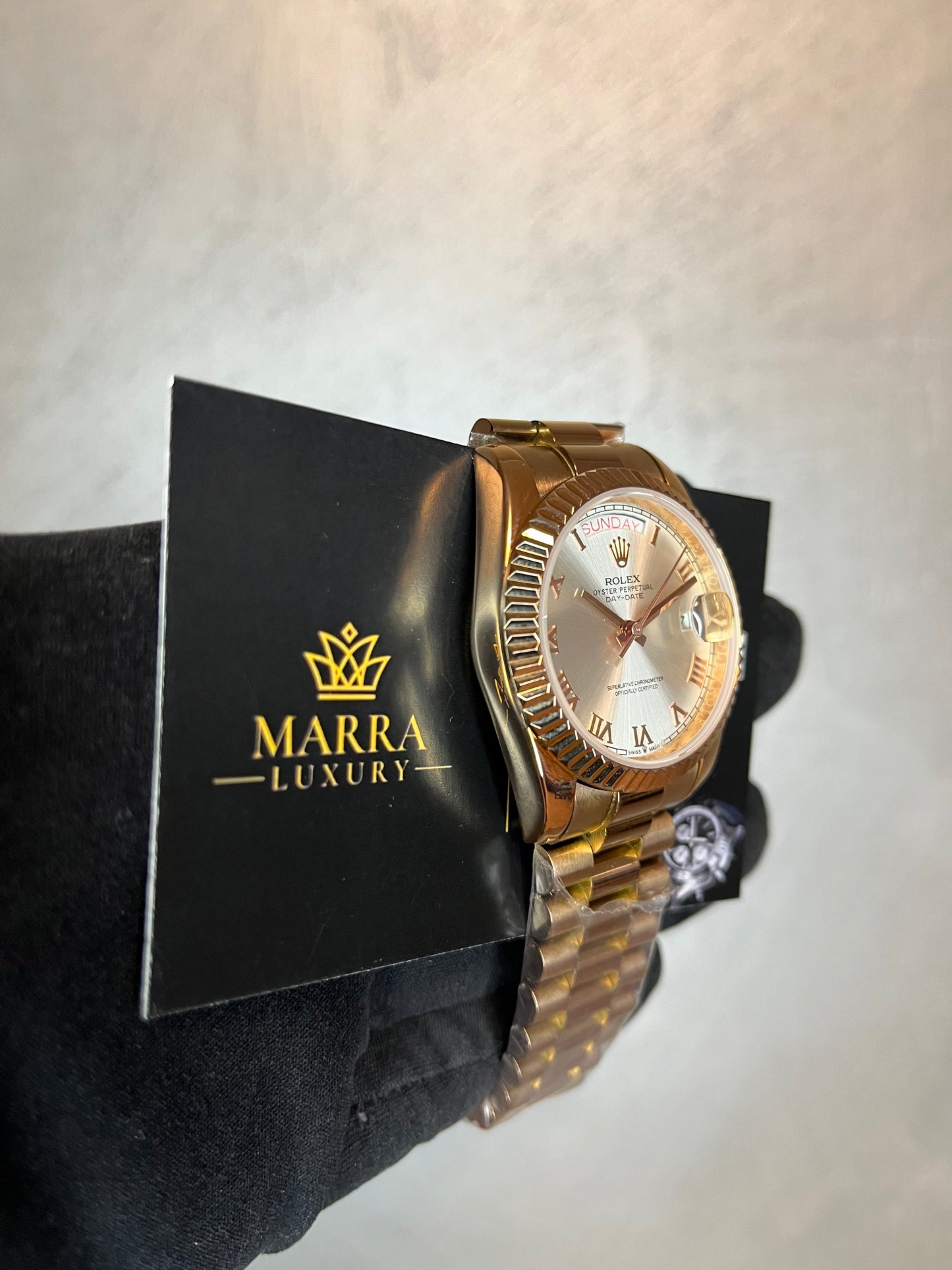 ROLEX DAYDATE PRESIDENT ORO ROSA QUADRANTE GRIGIO CON NUMERI ROMANI