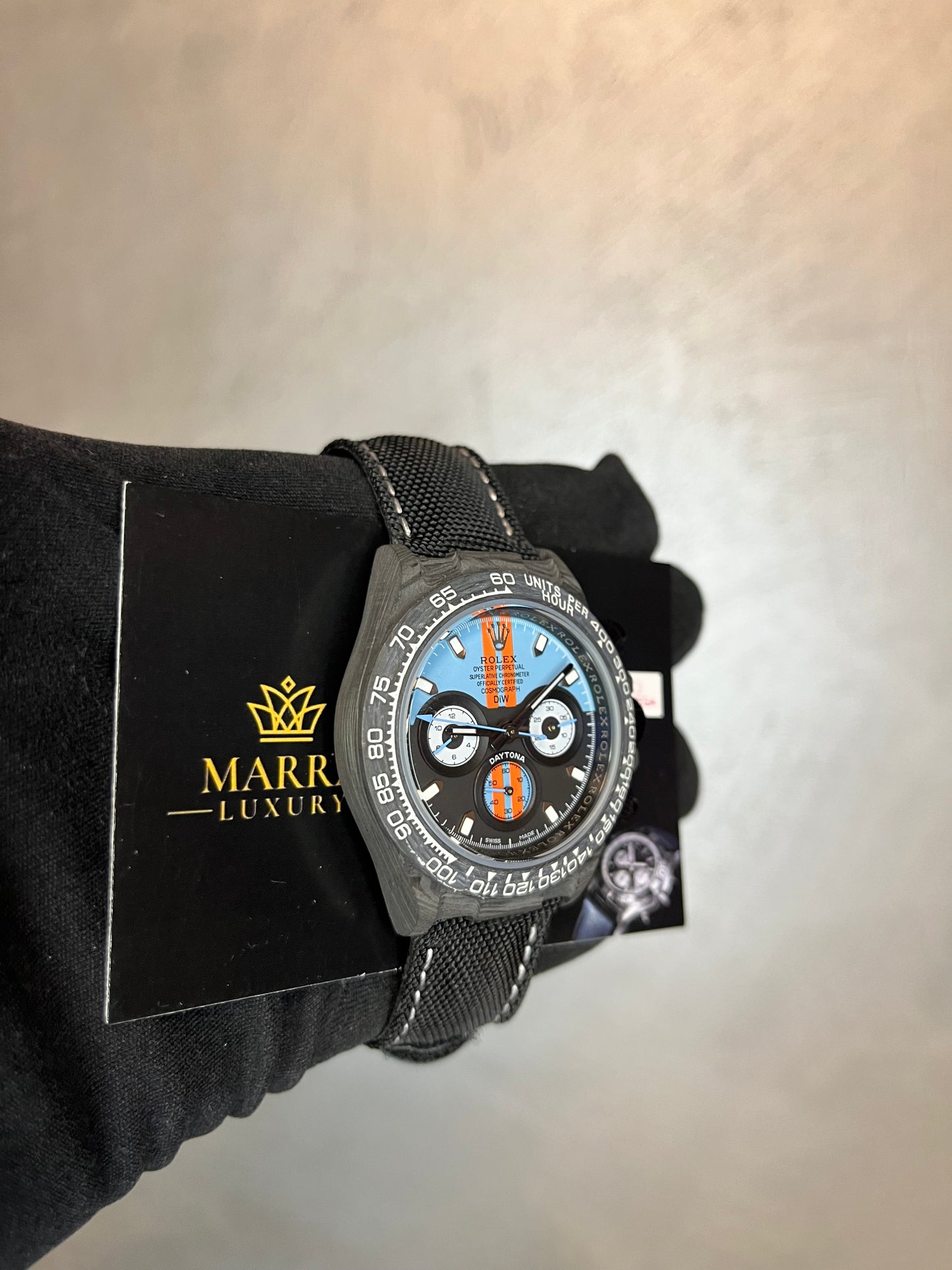 ROLEX DAYTONA CARBONIO DIW QUADRANTE E CINTURINO NERO CASSA IN CARBONIO