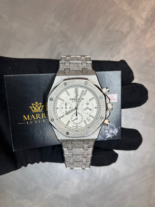 AUDEMARS PIGUET ROYAL OAK SMERIGLIATO CHRONO QUADRANTE BIANCO