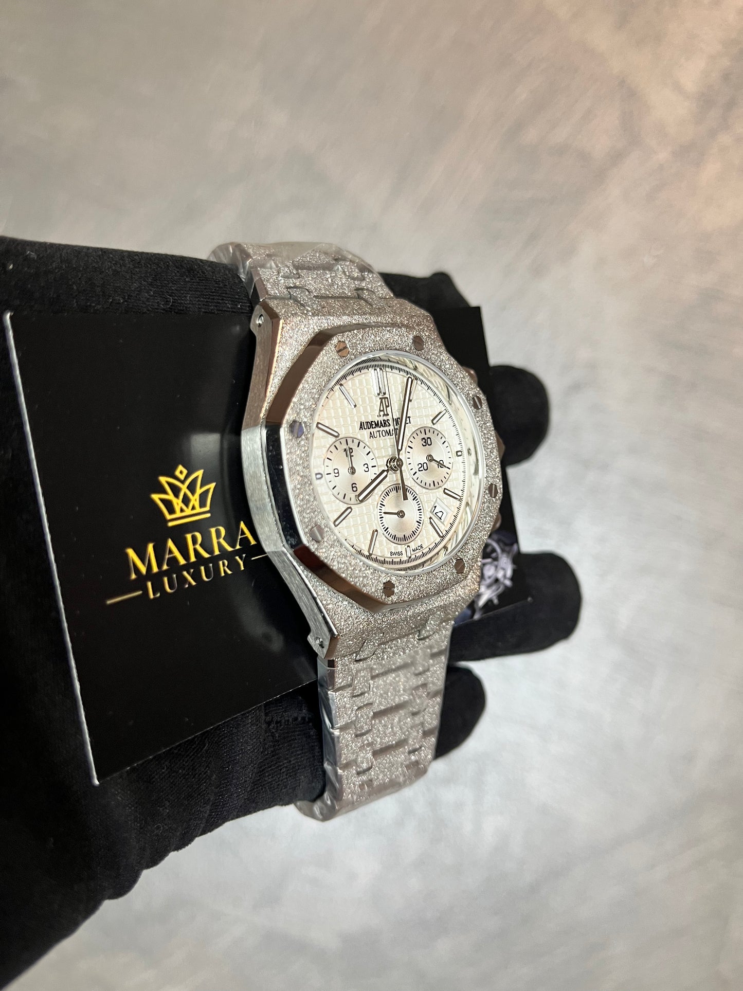AUDEMARS PIGUET ROYAL OAK SMERIGLIATO CHRONO QUADRANTE BIANCO