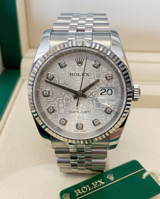 Rolex Datejust 41 Jubilee Quadrante Bianco Rolex Acciaio Diamanti