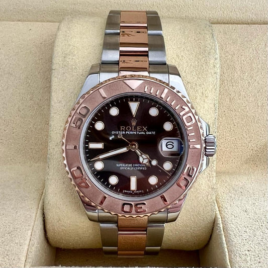 Rolex Yachtmaster Acciaio e Oro rosa Quadrante Cioccolato