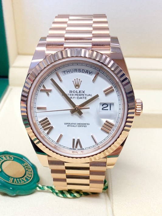 Rolex Daydate 41 President Oro rosa Quadrante Bianco