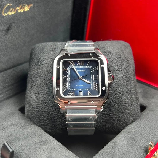 Cartier Santos Date Acciaio Quadrante Blu