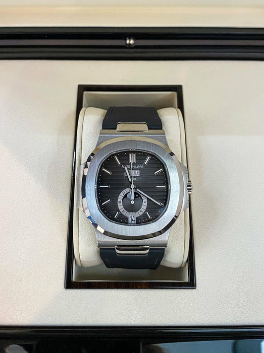 Patek Philippe Moonphase Date Acciaio Quadrante Nero