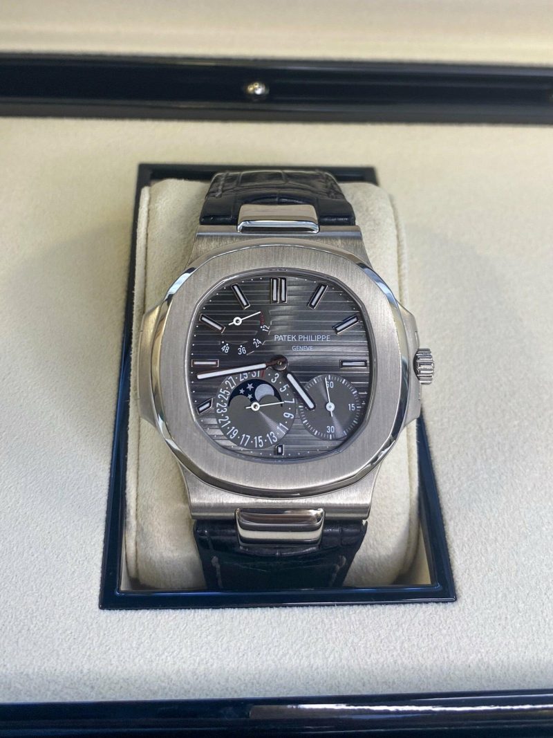 Patek Philippe Nautilus Moonphase Acciaio Quadrante Grigio