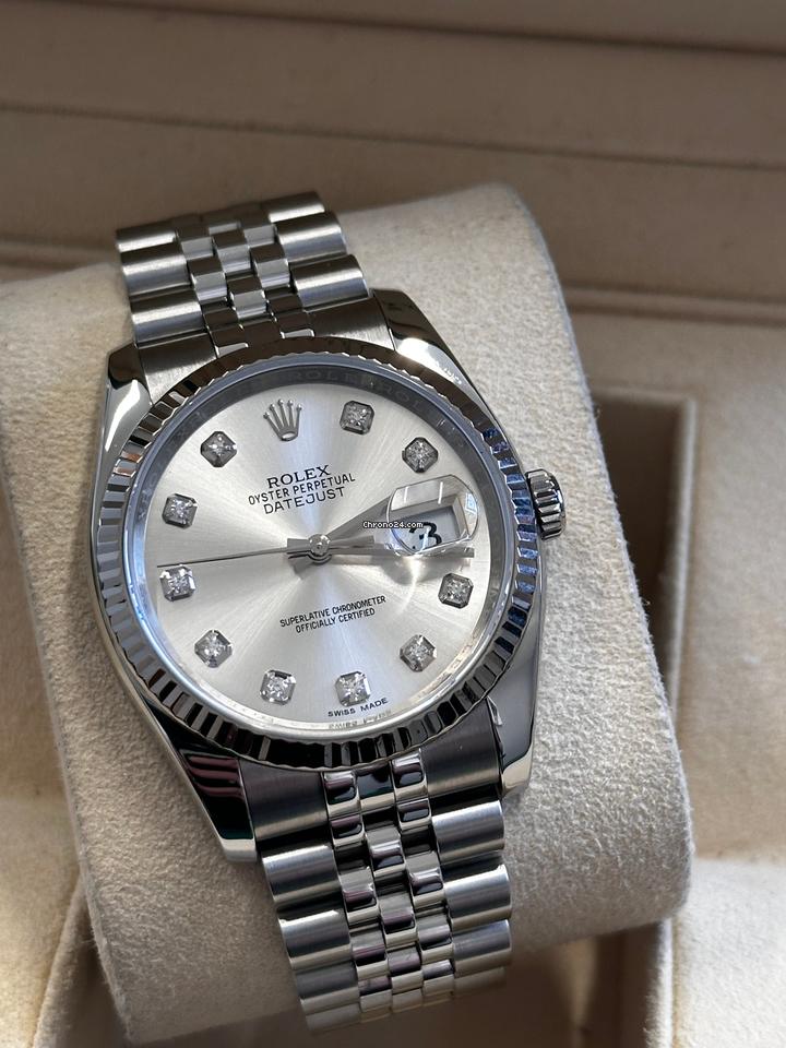 Rolex Datejust 36 Jubilee Quadrante Grigio Acciaio Diamanti